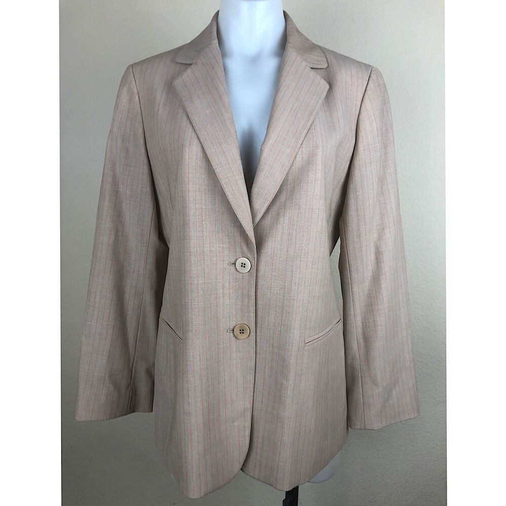 Lafayette 148 Blazer Virgin Wool Blend Striped